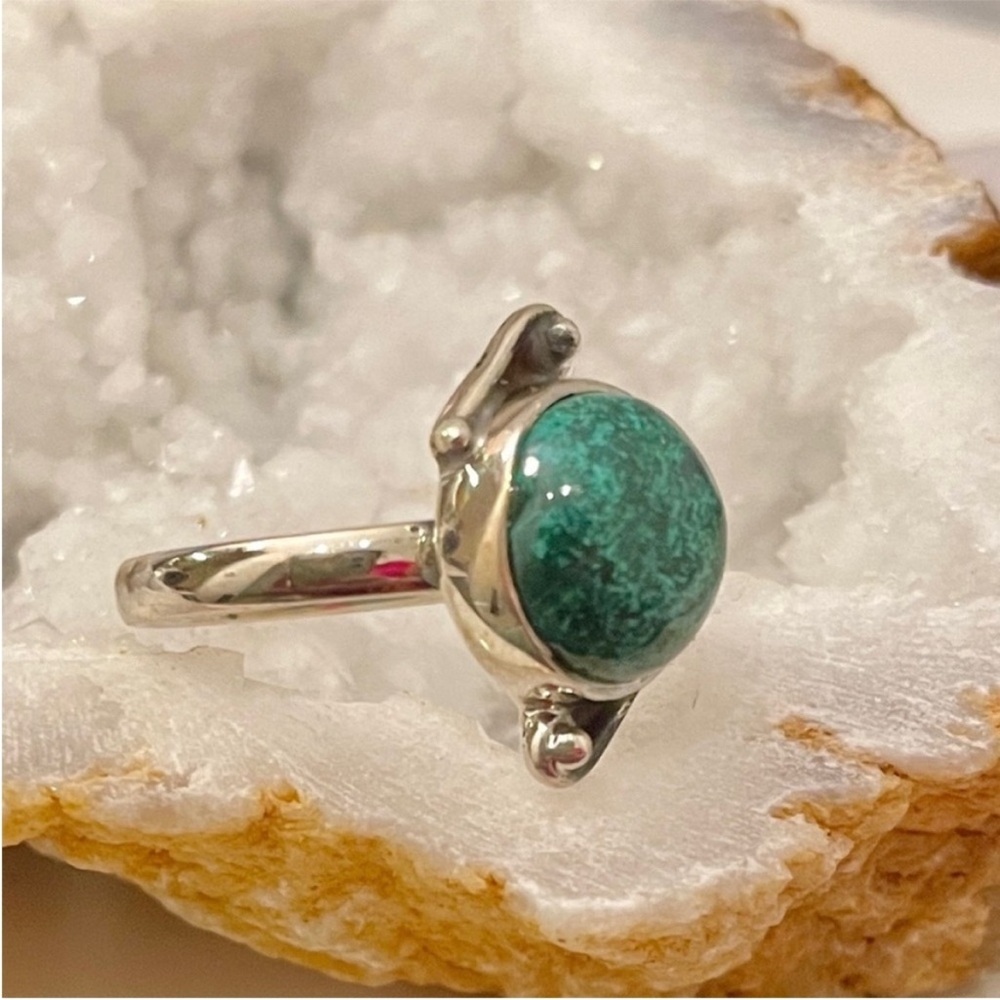 Azurite Sterling Silver Ring 925 Size 7 - Picture 2 of 7